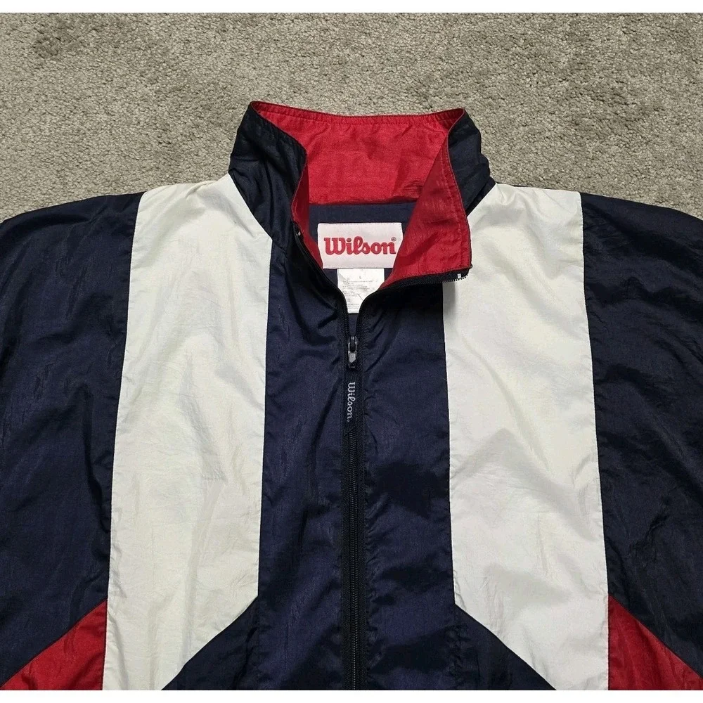 Wilson Vintage 90s Windbreaker Track Jacket Lined Mens L Colorblock Sport Nylon‎